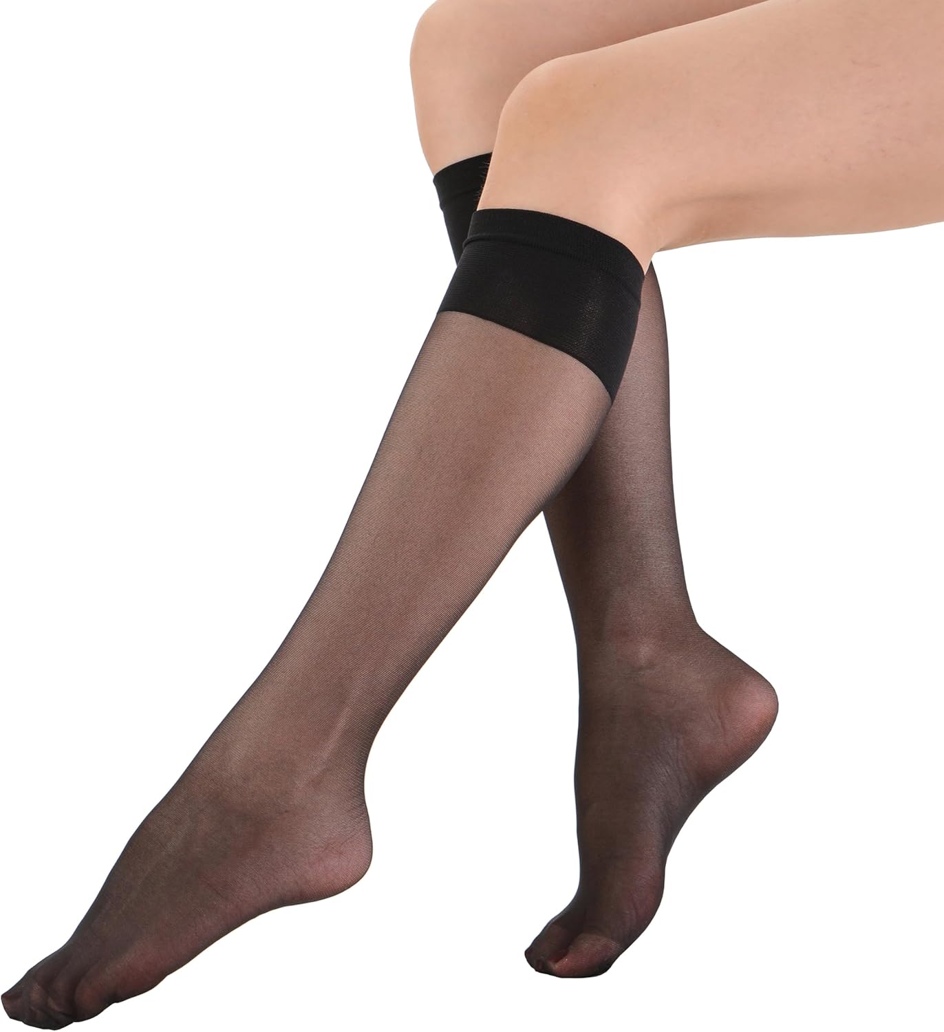 EVERSWE 6 Pairs Women's Sheer Knee High Stockings 15D