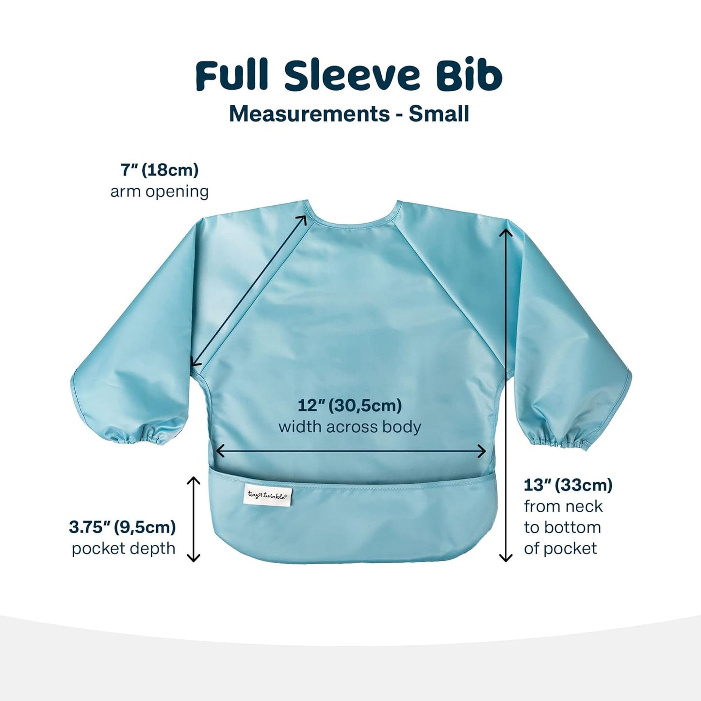 Tiny Twinkle Long Sleeve Bib for Babies & Toddlers | 2-Pack Waterproof Smock Bib for Eating | Machine Washable & Mess-Proof Feeding Essentials | Newborn Shower Gift (Slate Olive,6–24M)