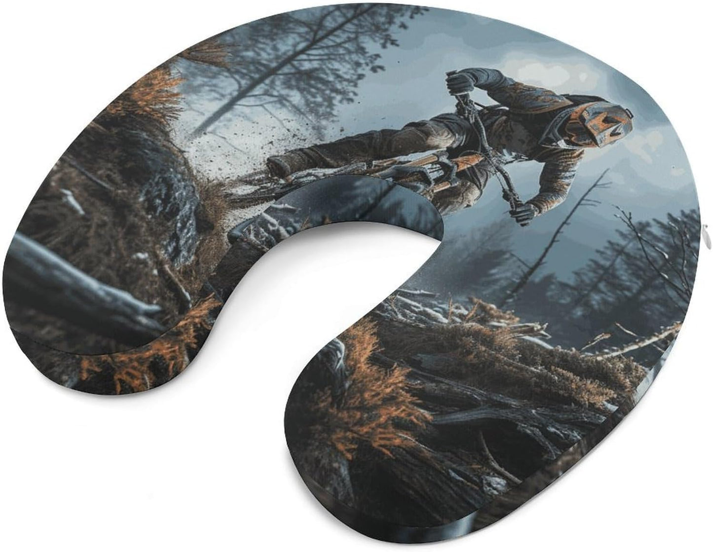 Mountain Bike Tournament Neck Pillow Memory Foam U Shaped Pillows Portable Pillows for Shoulder Travel Head Support Pillow with Concealed Zipper for Airplane Car Home Office