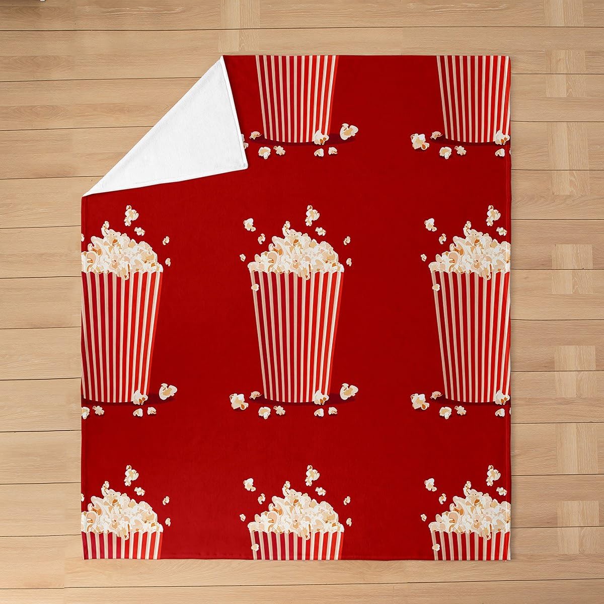 Popcorn Packs Blanket Throw 50x60 Inch Red Yellow Throw Blanket Food Festival Movie Cinema Fleece Blanket for Women Girls Film Theater Comedy Luxury Soft Bedroom Decor Flannel Blanket