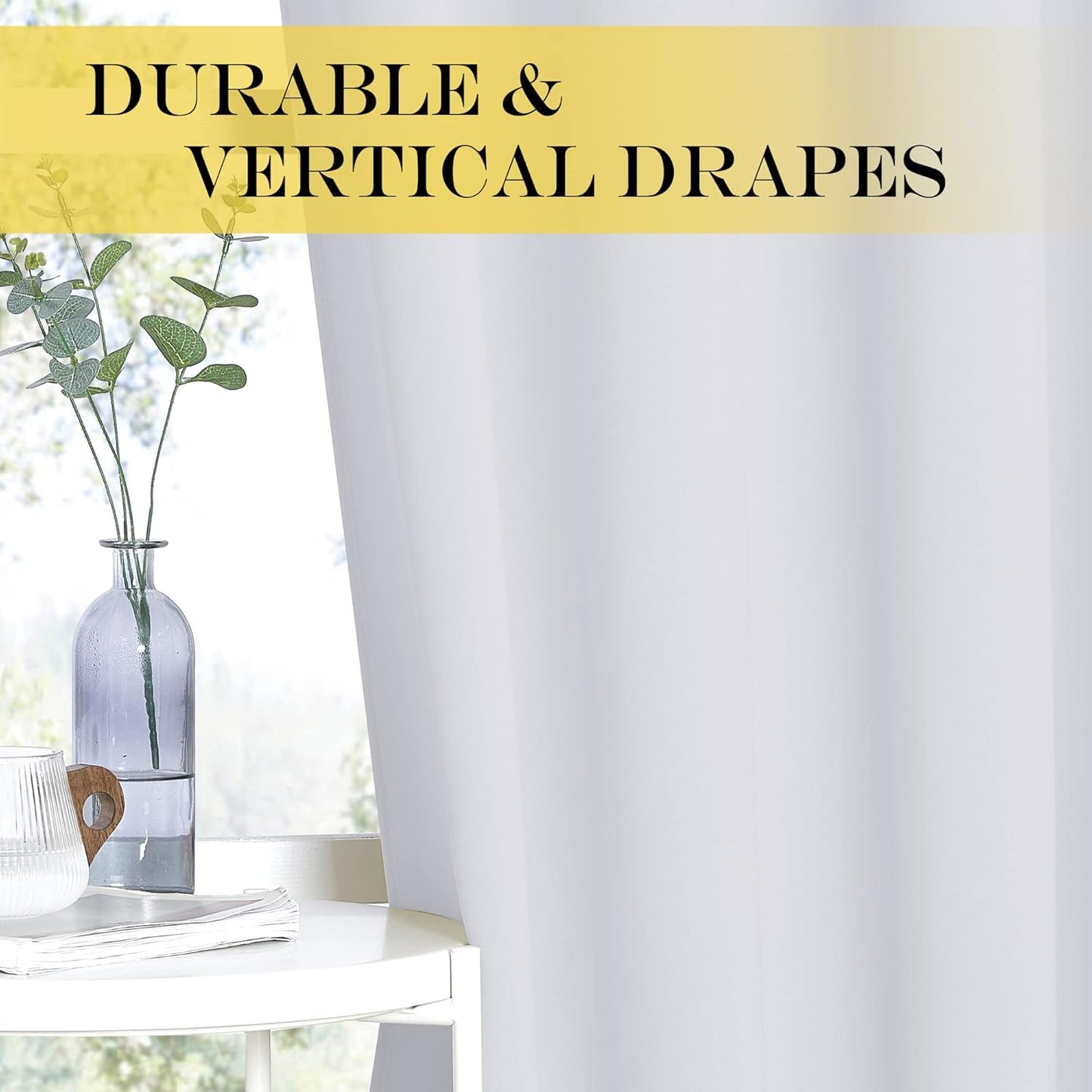 NICETOWN Room Divider Curtain, Sliding Door Curtain, Wide Width Thermal Drapes, Absorb Noise, Room Darkening, Vertical Blinds for Patio Door (Greyish White, Width 100 inches, Length 95 inches)
