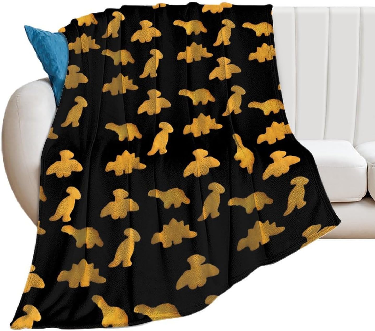 Cute Dinosaur Chicken Nuggets Pattern Blanket Flannel Throw Blankets Warm Plush Blanket for Home Office Couch Bed Sofa 40"x50"