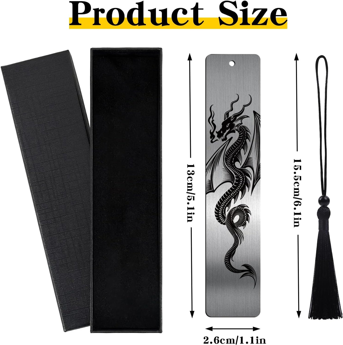 Dragon Bookmarks for Men - Fantasy Metal Bookmark Book Accessories School Office Supplies Gifts for Bookish Book Lover Women Teacher Book Page Marker for Students Birthday Christmas Gift