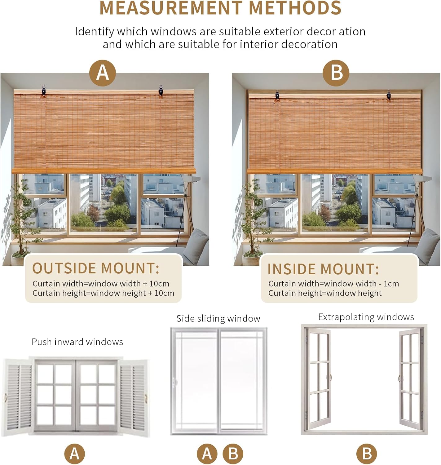 Bamboo Shades for Windows,Bamboo Blinds for Outdoor Patio,Custom Size, Privacy Protection, Easy Installation, Durable & Stylish Blinds for Living Room, Bedroom, Balcony