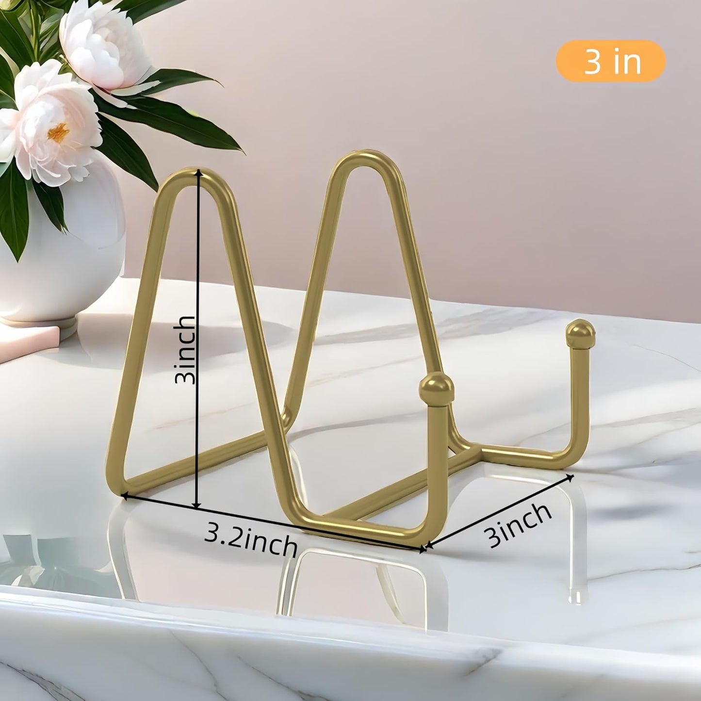 Display Stand Plate Holder,Decorative Metal Frame Easel for Photo,Book,Tabletop Art,Pictures,Cutting Board(3 inches)