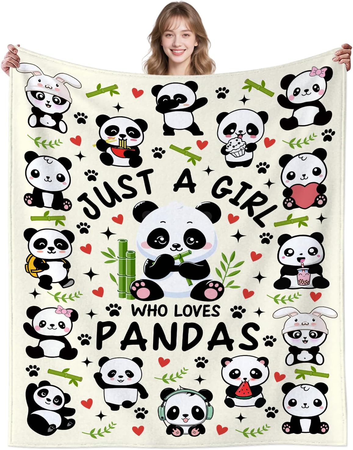 Panda Blanket Gifts for Panda Lovers Kids Teens,Pandas Accessories Stuff Animal Pattern Throw Blankets,Cute Pandas Theme Gifts for Women Girls Adults 60"x50"