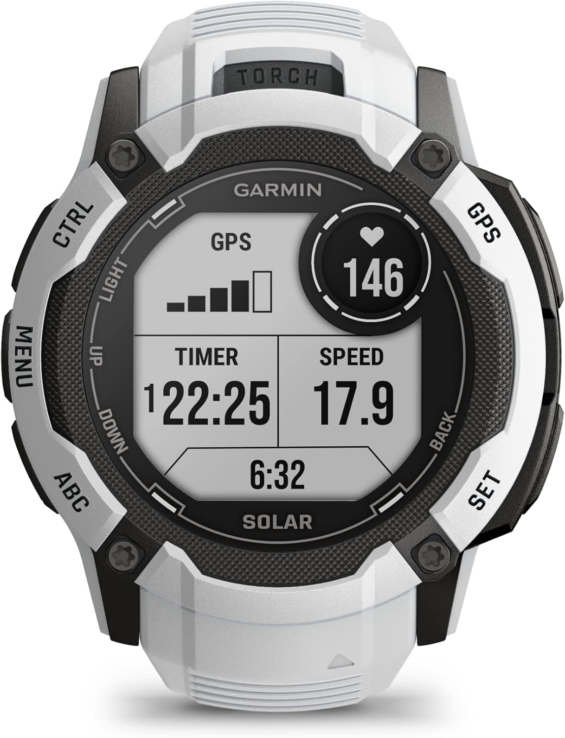 Garmin Instinct 2X Solar, Rugged GPS Smartwatch, Built-in Flashlight, Solar Charging Capability, Multi-Band GNSS, Whitestone