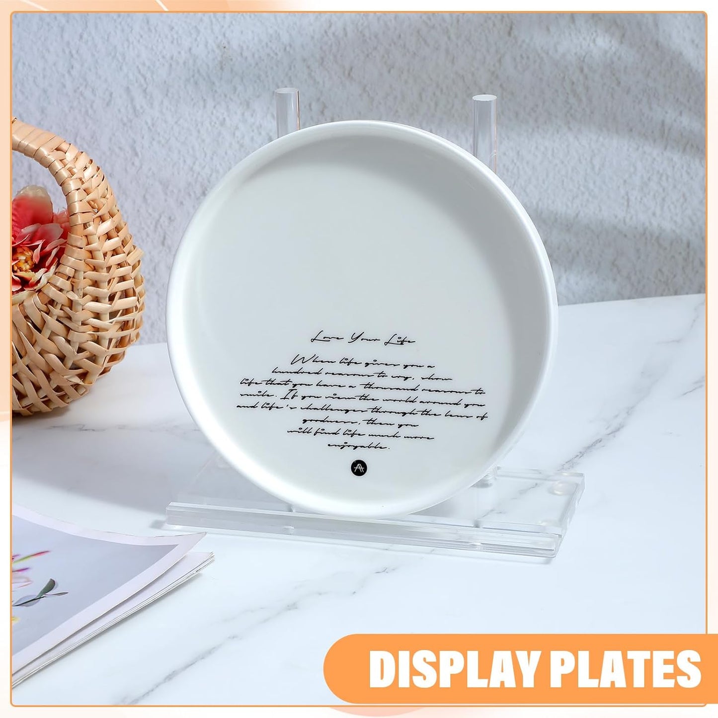 Tabletop Acrylic Display Stand Clear Easel Acrylic Book Display Holder Artwork Storage Rack for Picture Plate Frame Albums Record Magazine Tablet Canvas Board (Clear, 7.9 x 3.5 x 8.3 Inch)