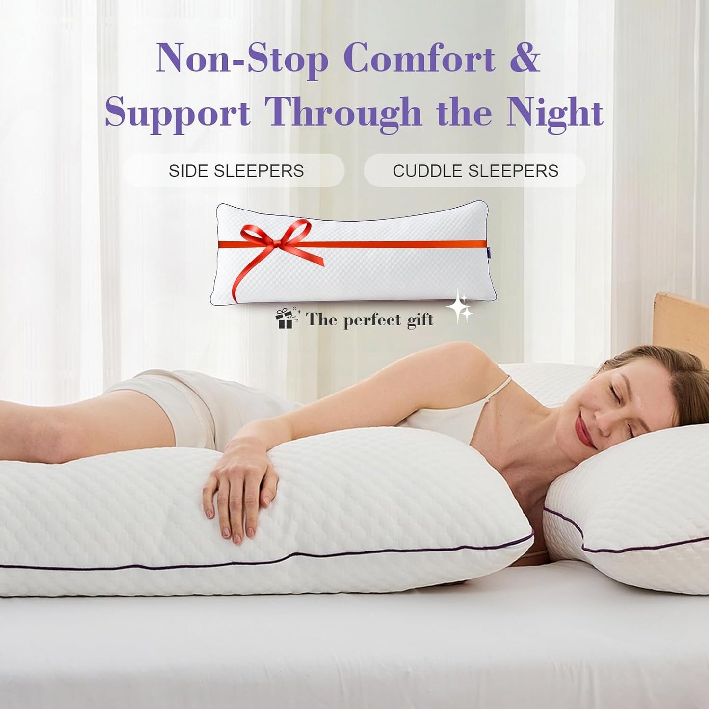 HOMELAB Adjustable Shredded Memory Foam Body Pillow, 20x54 Long Pillow for Back, Shoulder, Hip and Knee Support, Side Sleeper Body Pillow for Adults with Washable Cover