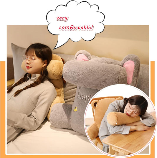 Reading& Bed Rest Pillow with Support Arm, Back Lumbar Support Pillow with Free Neck Pillow, for Adults Reading/Watching TV/Sitting Up in Bed (Color : E)