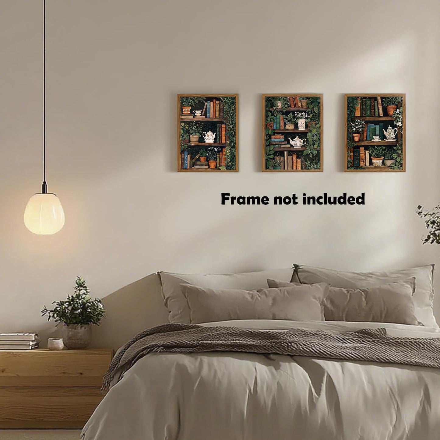 XWELLDAN Reading Bookish Book Shelf Botanical Wall Art Prints Wall Art Decor for Reading Room Bedroom Library Corner, 8x10 Inch Set of 3, Unframed