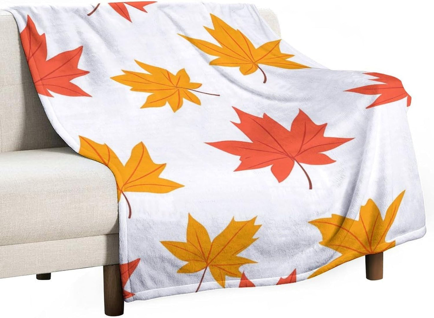 Maple Leaf Throw Blanket for Couch Bed Plush Cozy Fuzzy Flannel Blanket for All Season 55"x70"