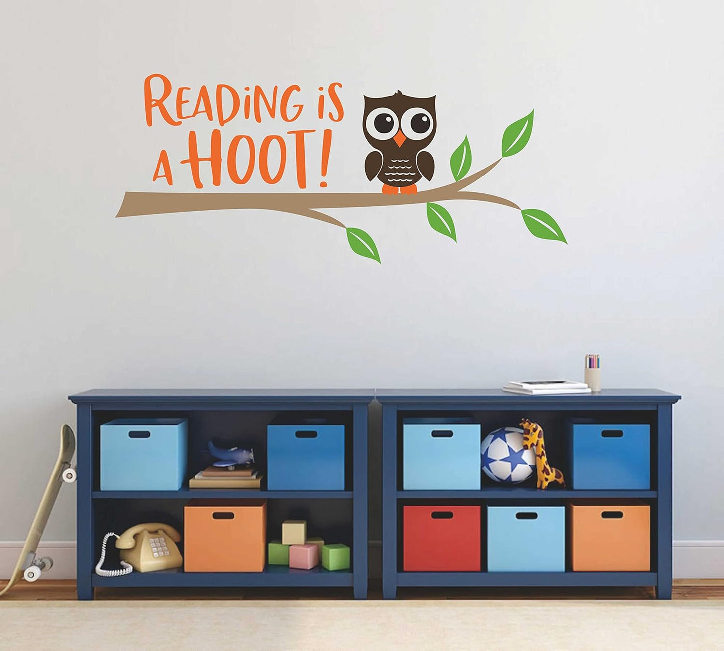 Reading is a Hoot Wall Decal Children Study Room Wall Art Teacher or Library Decor Vinyl Wall Stickers Quote Wall Décor A13 (Small)