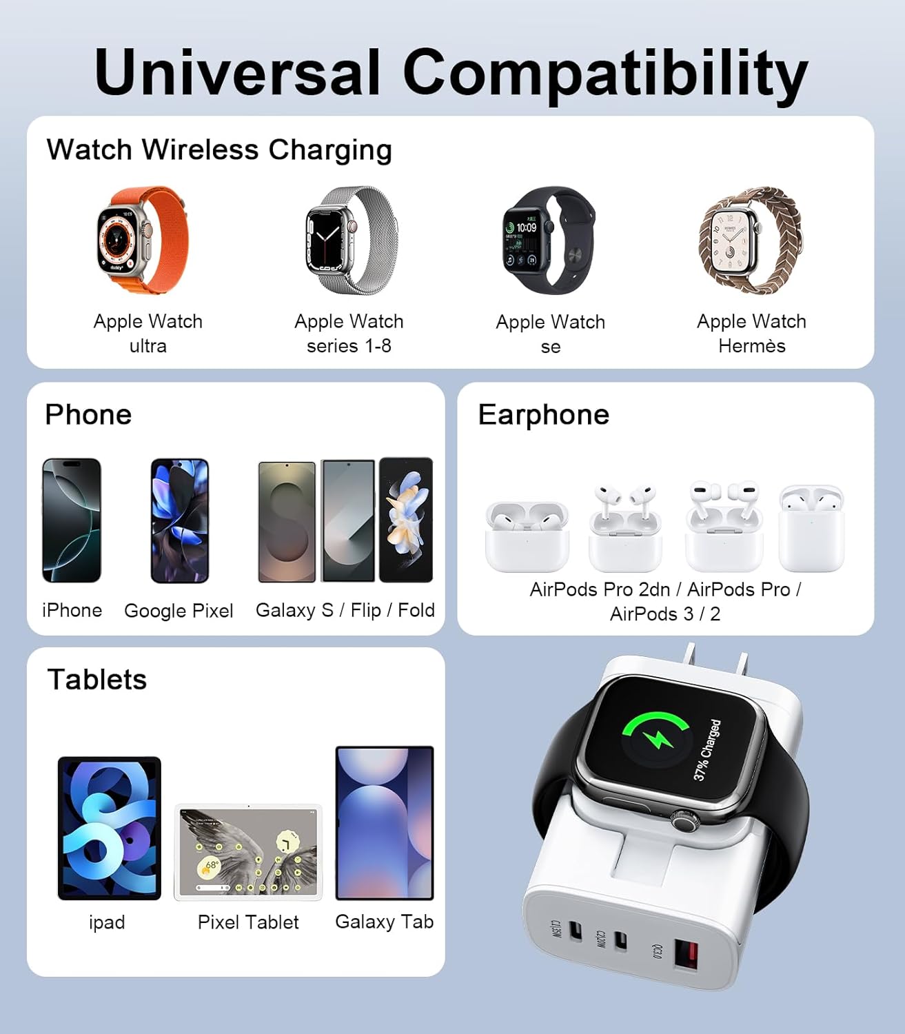 4 in 1 for Apple Watch Charger,Wireless Magnetic iWatch Charger,Portable Travel Essentials 40W USB C Fast Charging Block for Phone AirPods iWatch Ultra/SE/11/10/9/8/7/6,iPhone 17/16/15/14Devices,White
