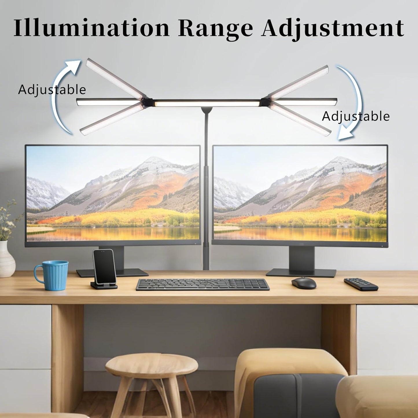 Eye-Caring Stepless Dimming Clip on Desk Lamp, Desk Lamps for Home Office with Adjustable Gooseneck, LED Light for Reading, Study, Art Painting,Live Streaming,Workbench - Black