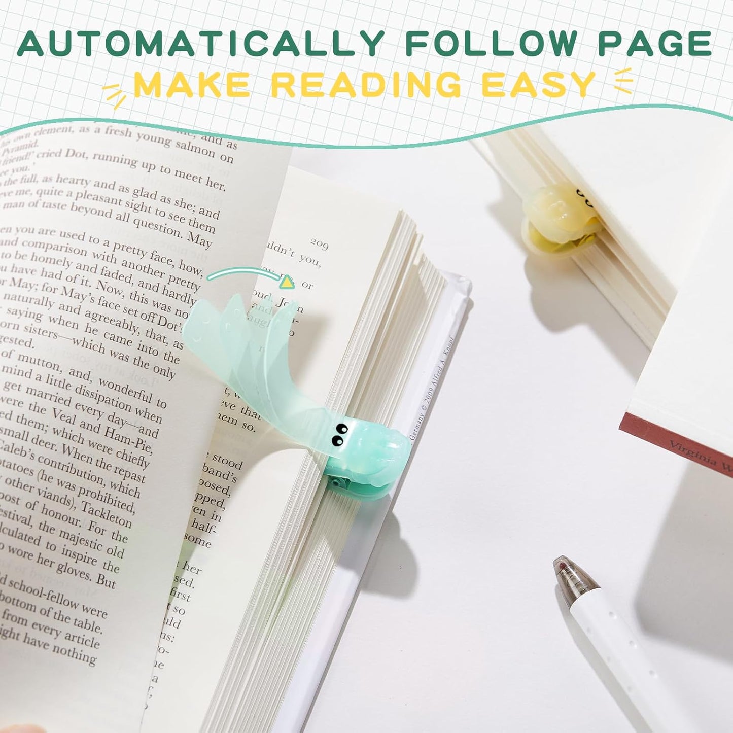 3pcs Automatic Bookmark Silicone, Bookmarks for Women, Book Marks for Reading Women, Cute Unique Book Markers for Reading, Reading Accessories Gifts for Book Lovers