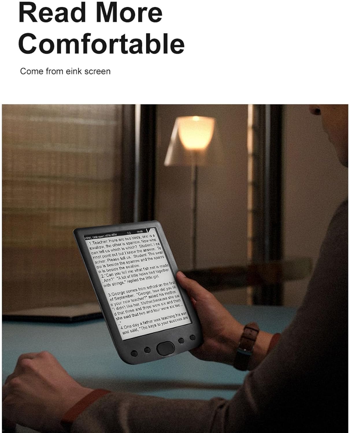 Fabater 6 Inch E Reader, 800 x 600 HD Ink Screen High Resolution Ebook Reader, Reading Tablet with Large Touch Screen Adjustable Brightness for PDF TXT DOC EPUB MOBI Support (16GB)