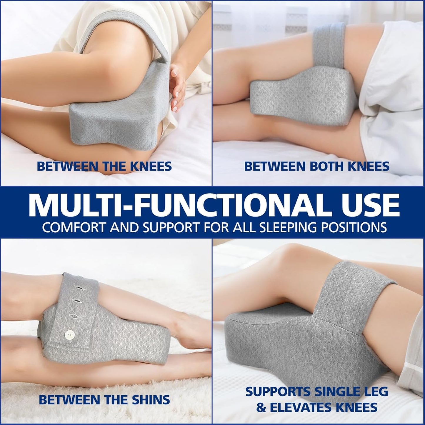Knee Pillow for Side Sleepers, Memory Foam Leg Pillow for Sleeping Blood Circulation & Elevating Spine Aligning, Relief for Sciatica, Back, HIPS, Knees, Joints, Support for Surgery Recovery