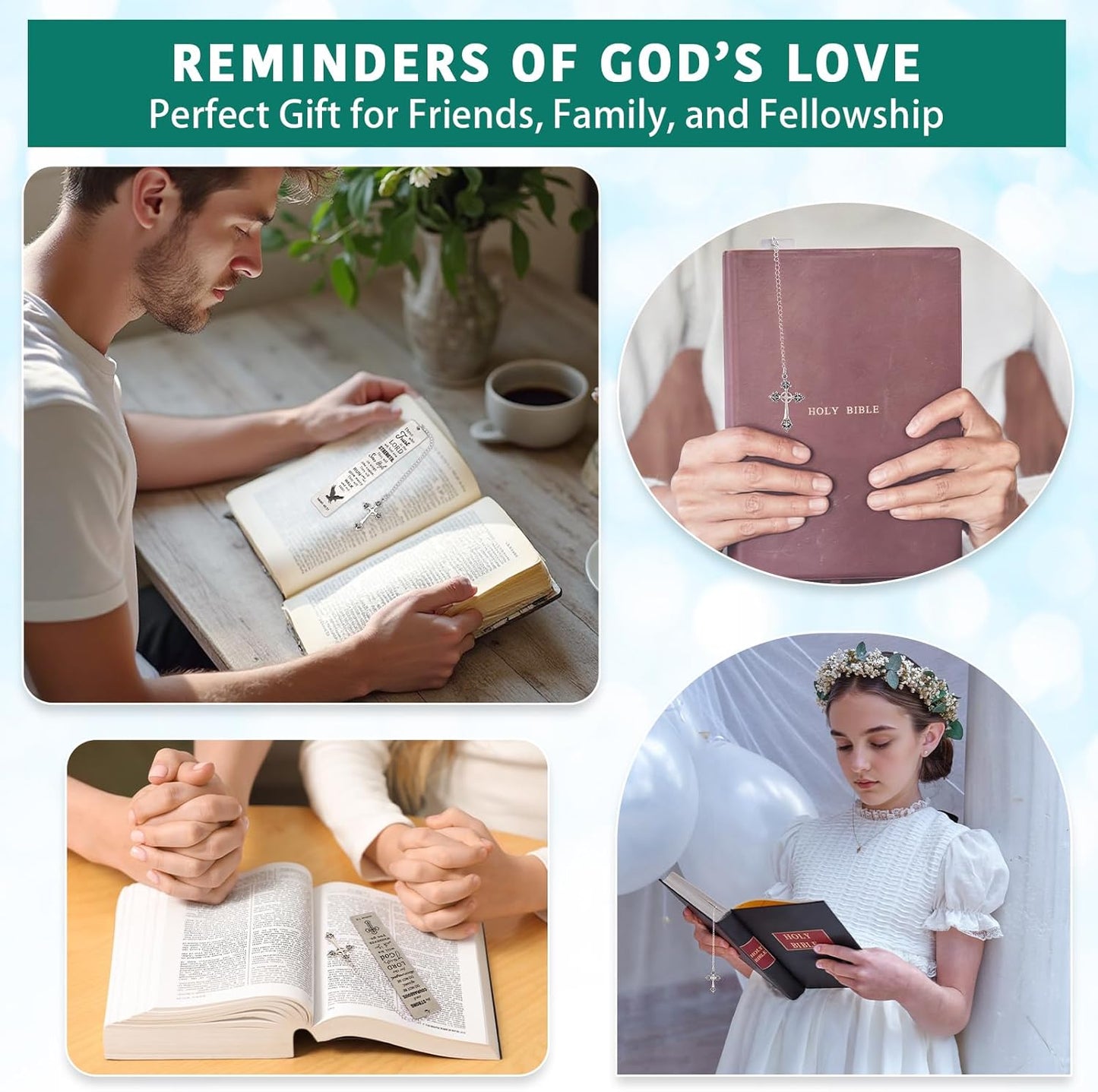 kilofly 3 Pcs Bible Verse Metal Bookmarks Scripture Study Group Christian Gifts