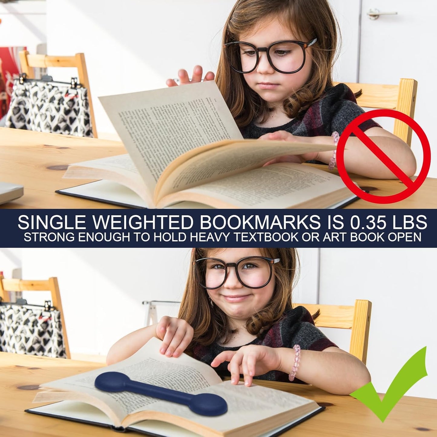 2 Pieces Weighted Bookmarks Book Weight Page Holder Rubber Book Weight Bookmark Portable Weighted Rubber Page Holder for Adults Reading(Dark Blue)
