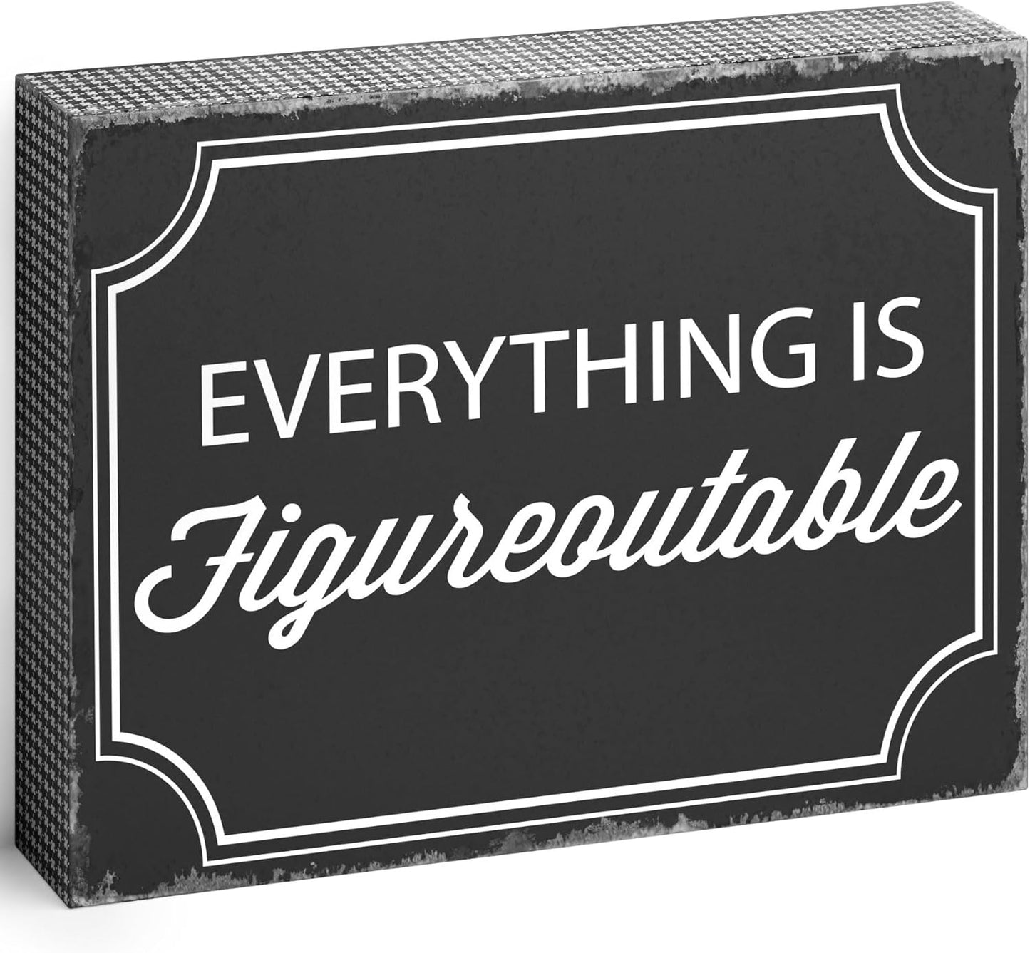 Barnyard Designs Wooden Box Sign Motivational Desk Decor for Women Office, Bathroom Shelf Decoration, Inspirational Desk Decor (Figureoutable)