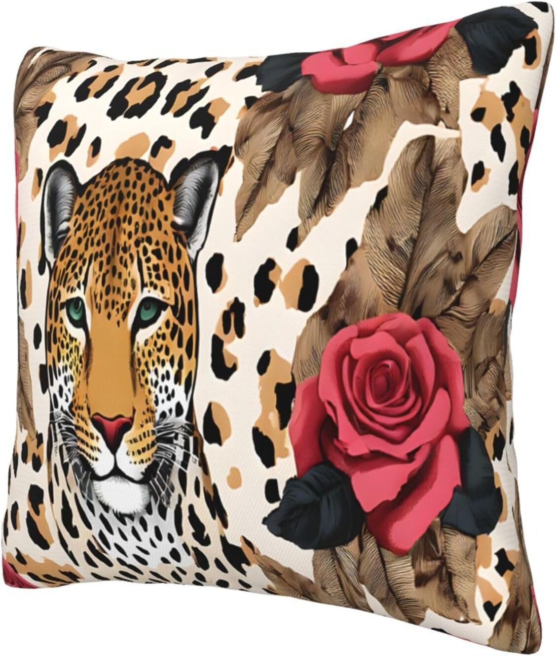 All-Season Square Pillow Covers 18"X18", Striped Leopard, Decorative Throw Pillow Covers for Sofa Bed Couch, Hidden Zipper Cushion Cover, Square Lumbar & Accent Pillowcases for Home Decor
