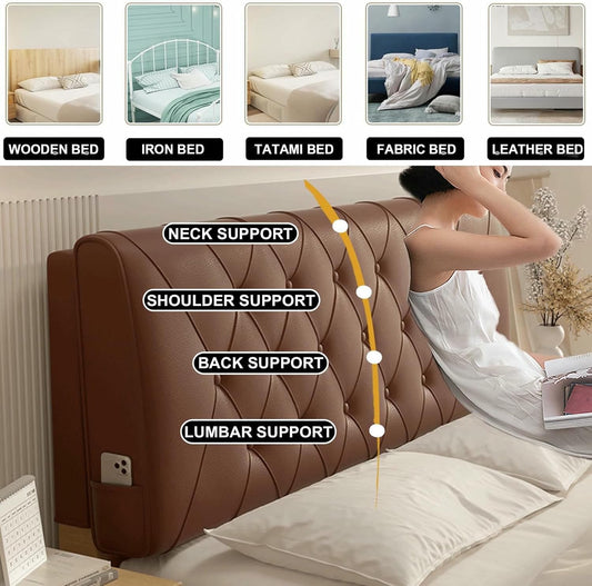 Headboard Upholstered Rectangle Bedside Cushion Large Back Lumbar Support Backrest Headboard Pillow Soft Case for Daybed Bunk Bed Tatami Bolster,Green1,Paste/35x23x2In