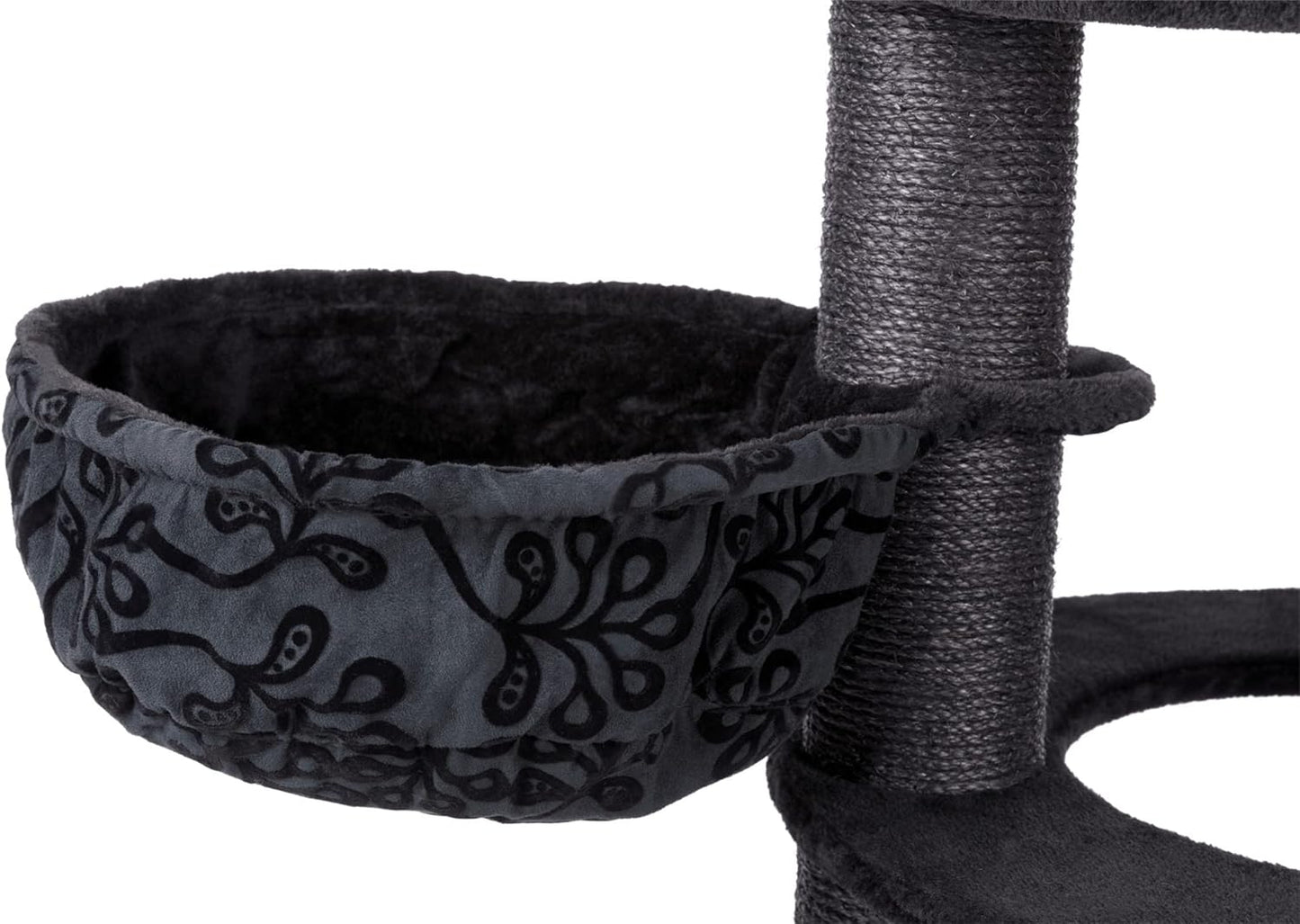 TRIXIE Filippo 50-in Cat Tower, Sisal Scratching Posts, Cat Tree with Hammock, Platforms, Bed, Dangling Cat Toys, Black