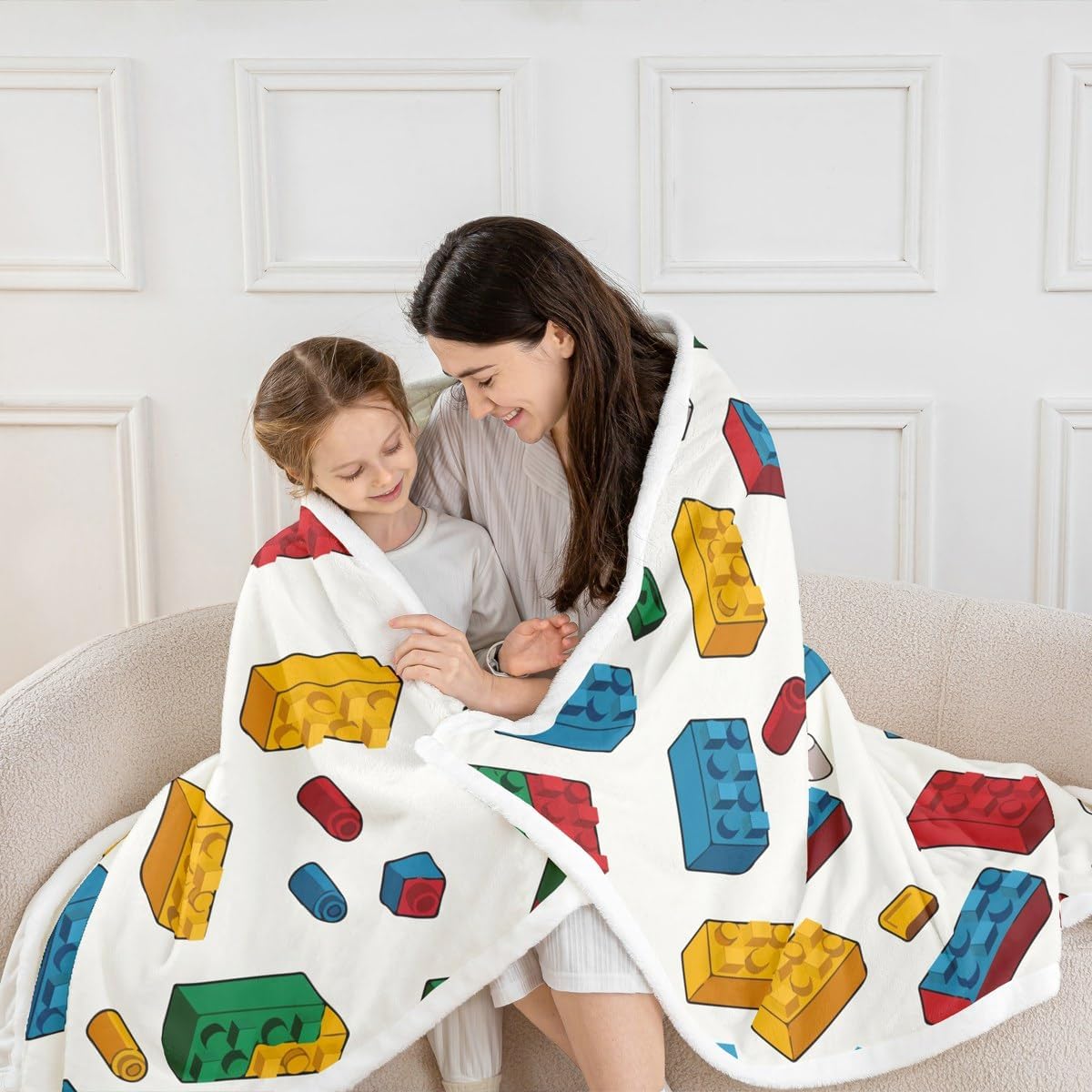 Feelyou Building Blocks Fleece Throw Blanket Baby 30"x40" Kids Toy Brick Plush Blanket for Boys Teens Gaming Games Sherpa Blanket Breathable Colorful Fuzzy Blanket Room Decor
