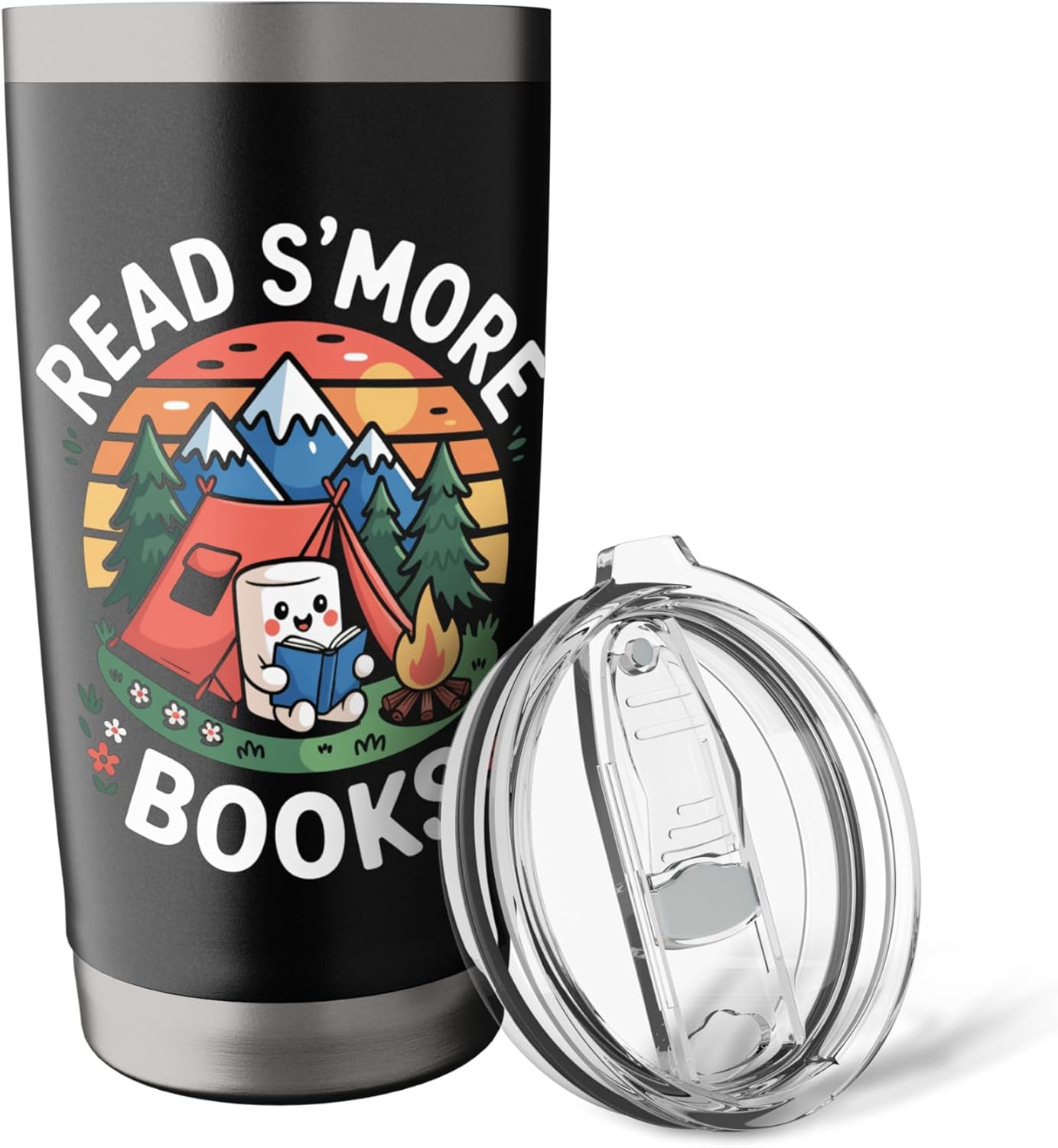 Read S'more Books Marshmallow Camping Book Lover Design Stainless Steel Insulated Tumbler