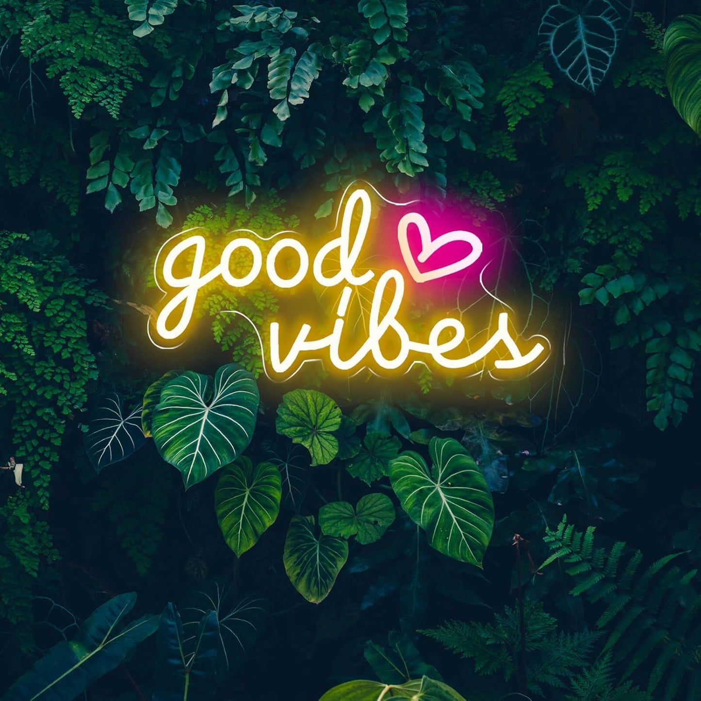 Good Vibes Neon Signs for Wall Decor, Good Vibes Neon Lights 16x8inch, USB Operated Warm White LED Signs for Bedroom, Room, Wall Decor, Birthday Party, Wedding, Salon, Bar, Home, Girl Cave