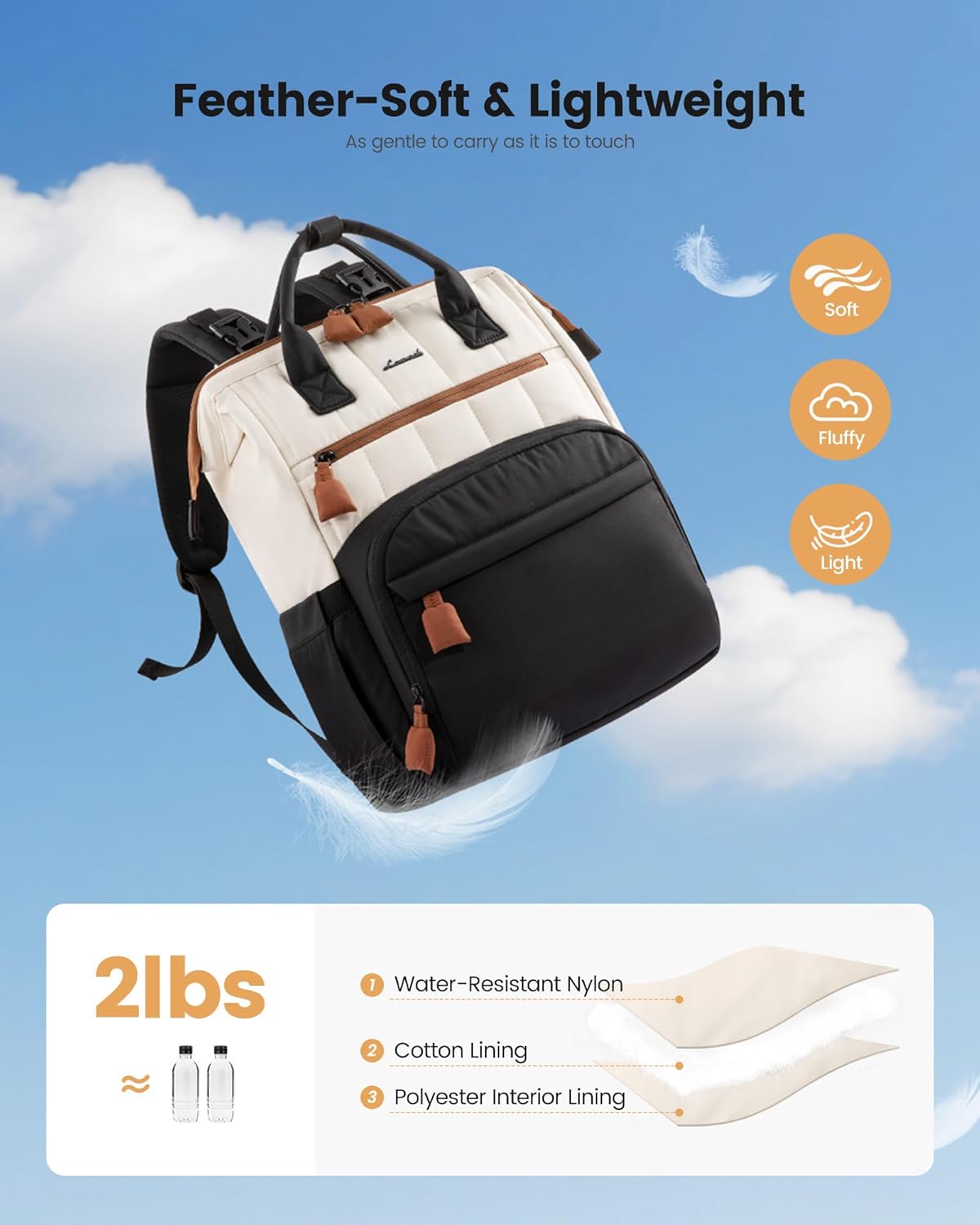LOVEVOOK Puffer Diaper Backpack, Lightweight Baby Bag with Changing Pad, Diaper Bag for Mom Dad with Stroller Buckles