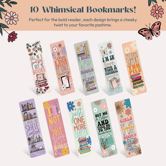 Kaciola Studio10 PCS Booklovers Cute Bookmarks, Funny Bookmarks for Women, Double Sided Bookworm Design Book Lovers Gifts,Book Accessories for Women Men Students Teachers Reading