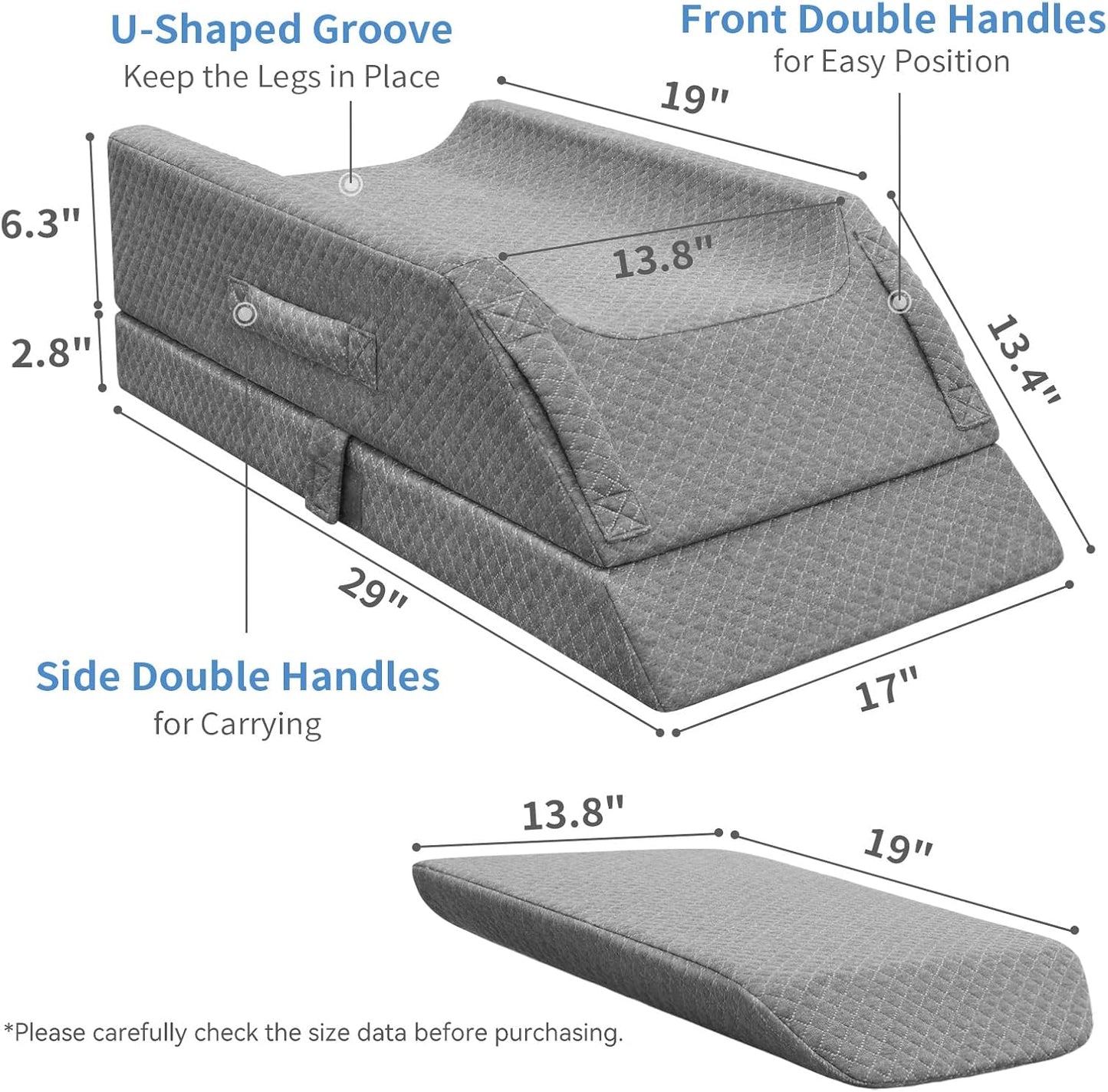 Adjustable Leg Elevation Pillows for Swelling After Surgery, Cooling Memory Foam Leg Wedge Pillow for Blood Circulation, Wedge Pillow for Sleeping, Sciatica Back Knee Hip Ankles Pain Relief