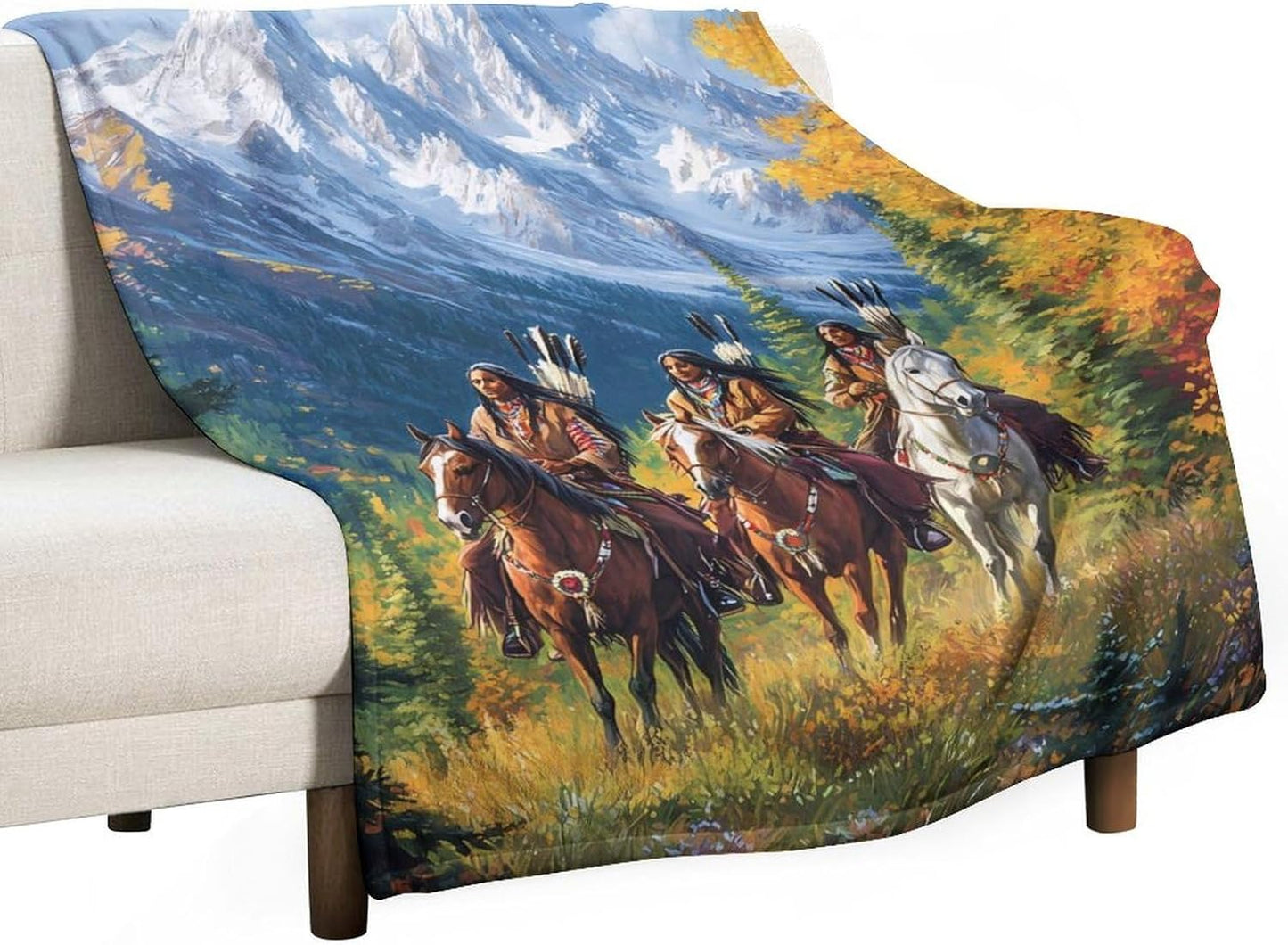 Native USA Tribal Indian Throw Blanket for Couch Bed Plush Cozy Fuzzy Flannel Blanket for All Season 40"x50"