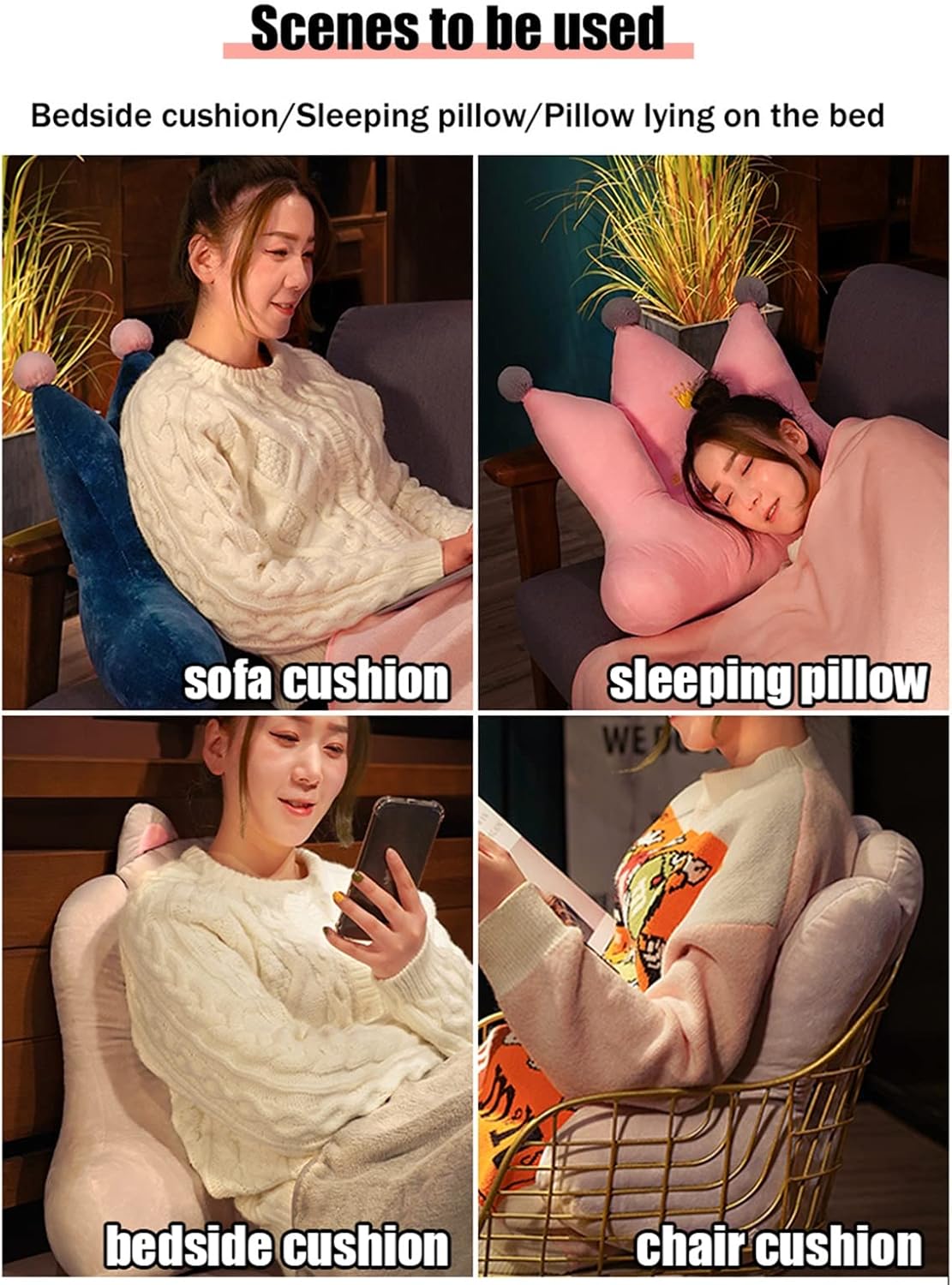 Bed Rest Reading Pillow with Arm,Wedge Adult Backrest Lounge Cushion,Back Lumbar Support Cushion for Sitting Up in Bed/Couch（Optional Blanket） (Color : H with Blanket, Size : 50 * 45CM)