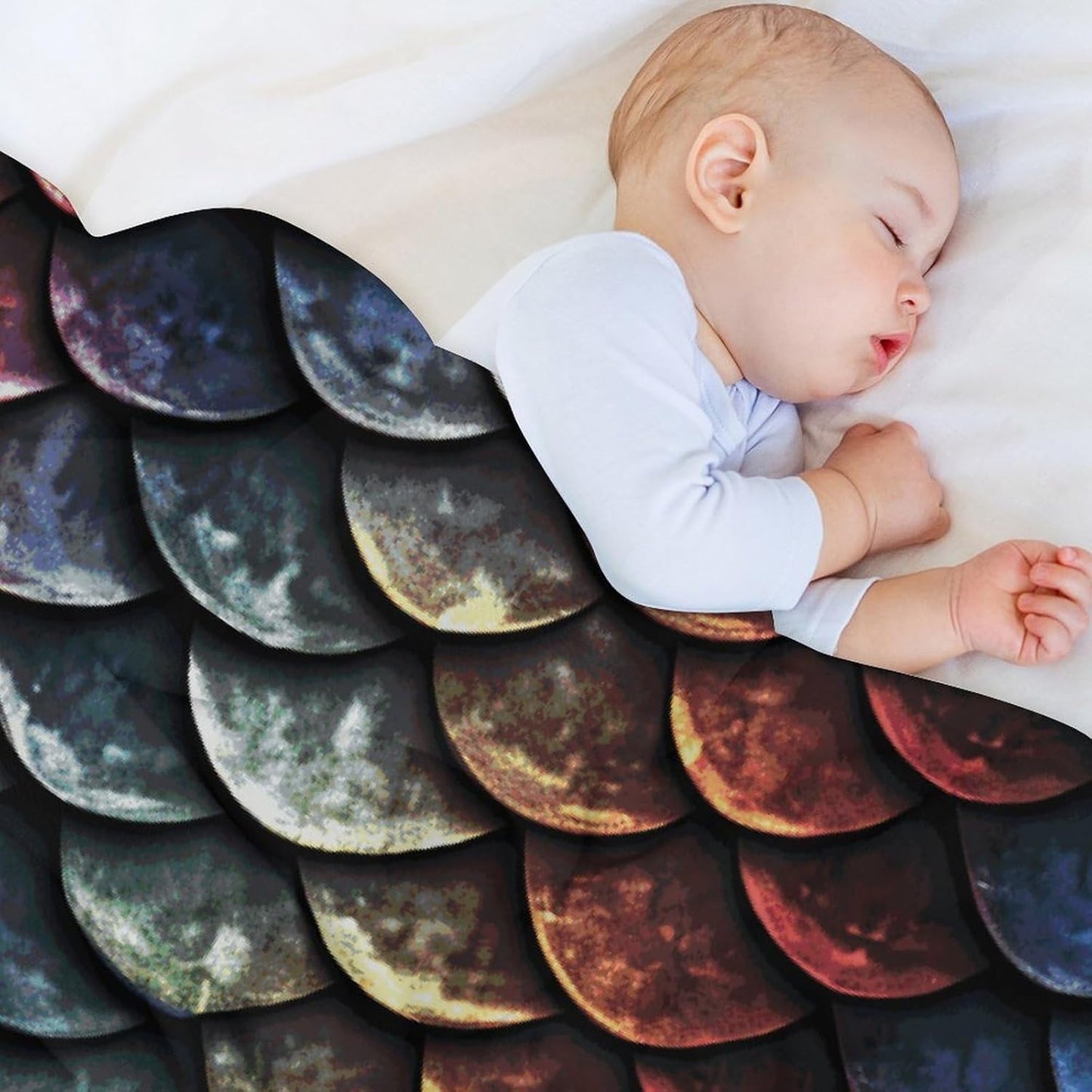 Dragon Scale Throw Blanket for Couch Super Soft Warm Lightweight Throw Blankets Cozy Flannel Bed Blanket Cute Decorative Blankets for All Seasons Home Decor Gift 30"*40"（76 * 100cm）