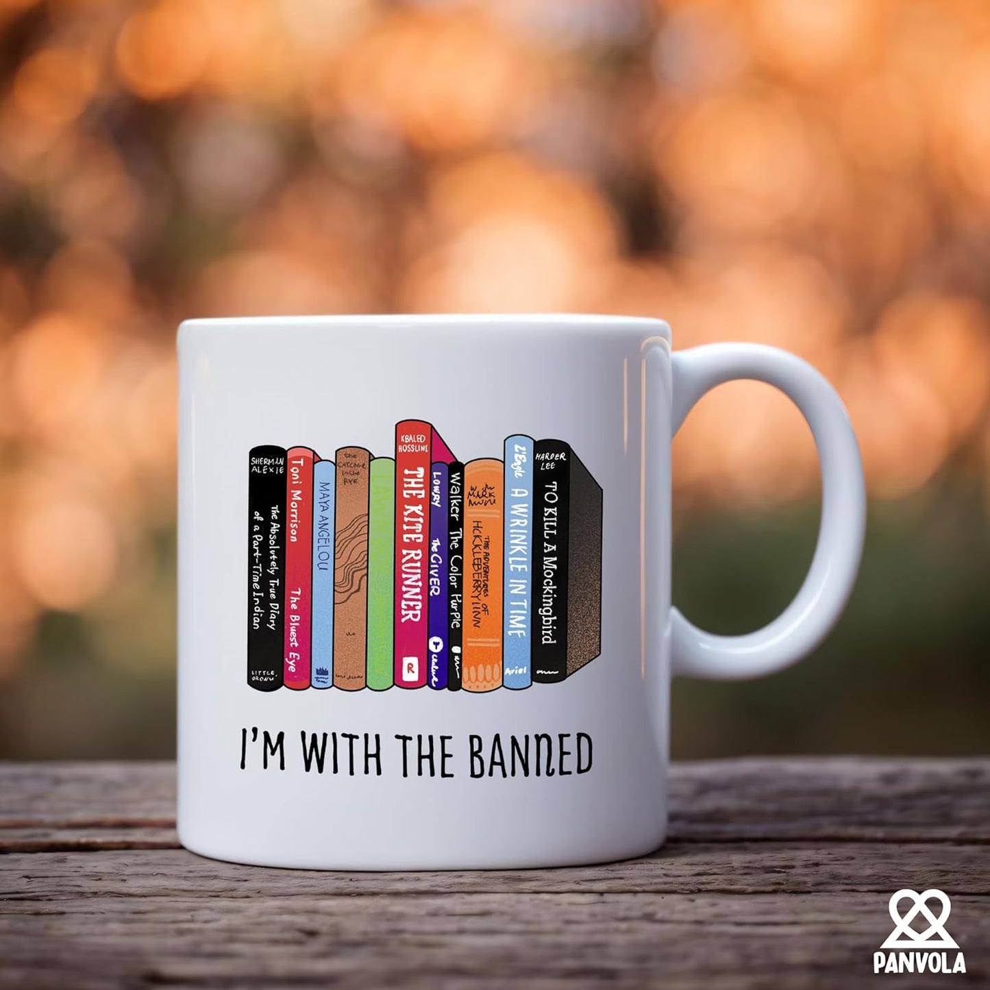 Panvola I’m With The Banned Book Lover Gifts Reader Librarian Reading Library Science Student Ceramic Mug 11oz White