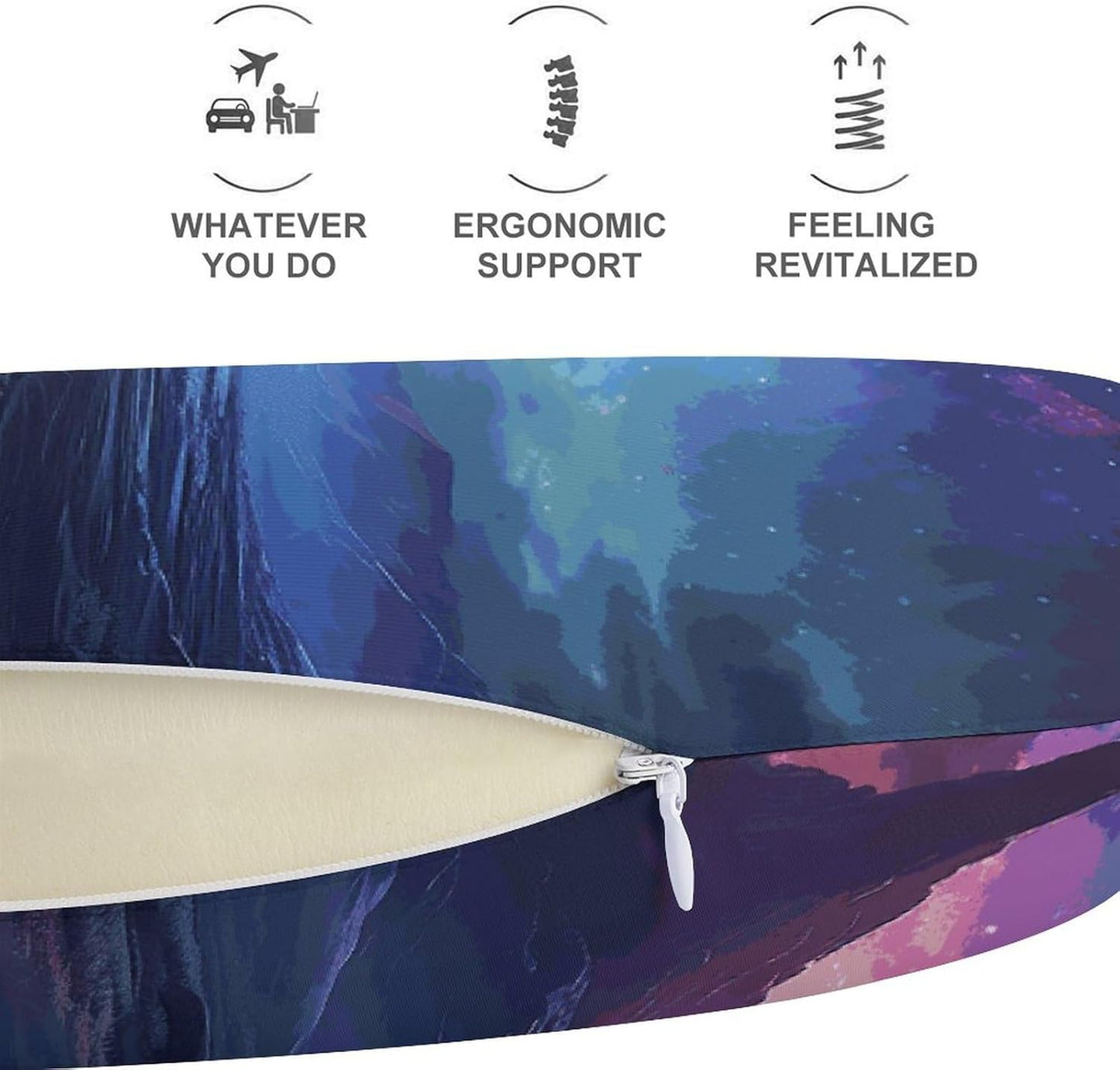 Northern Lights Neck Pillow Memory Foam U Shaped Pillows Portable Pillows for Shoulder Travel Head Support Pillow with Concealed Zipper for Airplane Car Home Office