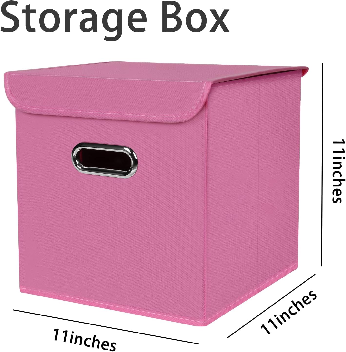 Fabric Storage Cube Bins with Lids Closet Organizers collapsible storage bins basket with Handles for Home,Storage Boxes for Organizing,3 Pack,(Pink)