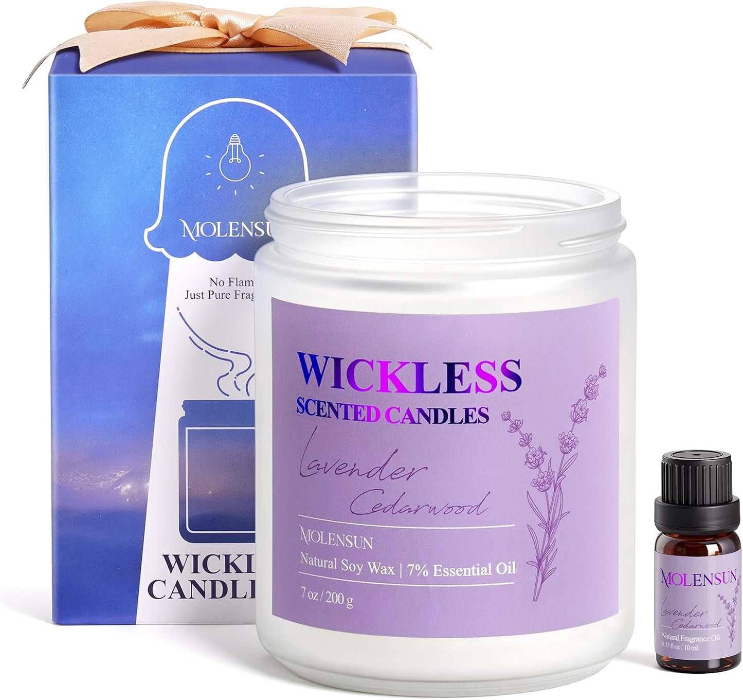 Lavender Cedarwood Wickless Candle for Candle Warmer Lamp with 10ml Essential Oil for Custom Aroma, Flameless Non-Toxic Soy Scented Candle for Home, Valentine Holiday or Birthday Gift for Women & Men