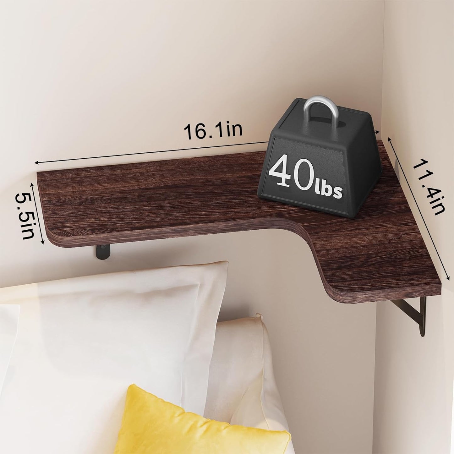 YGEOMER Corner Floating Shelves, Wall Mounted Corner Shelf for Bathroom, Kitchen, Bedroom, Home Decor, Laundry Room, Living Room(Set of 4 Walnut Brown)