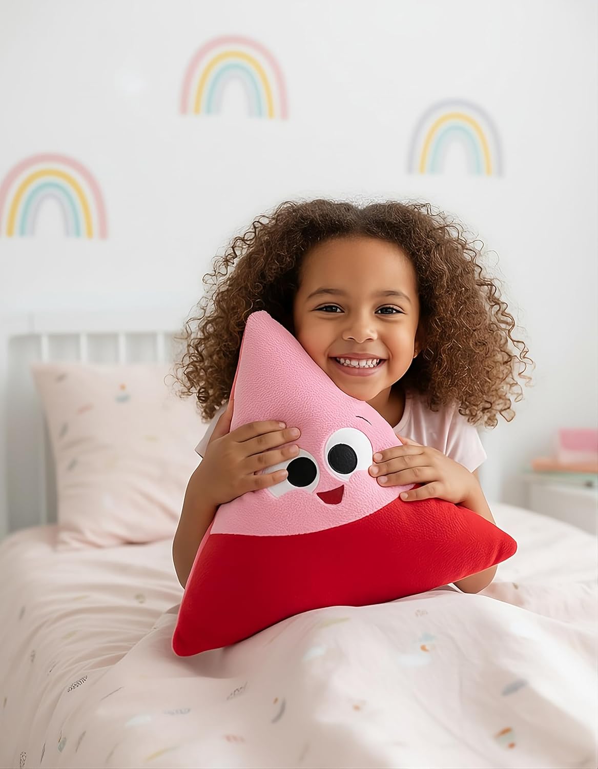 ABCmouse Shapeys Trina Triangle Plush Pillow – Soft Two-Tone Pink Learning Buddy for Kids Ages 3+, Triangle Shape Recognition, Back & Arm Support, Geometry Learning, Reading & Learning Comfort