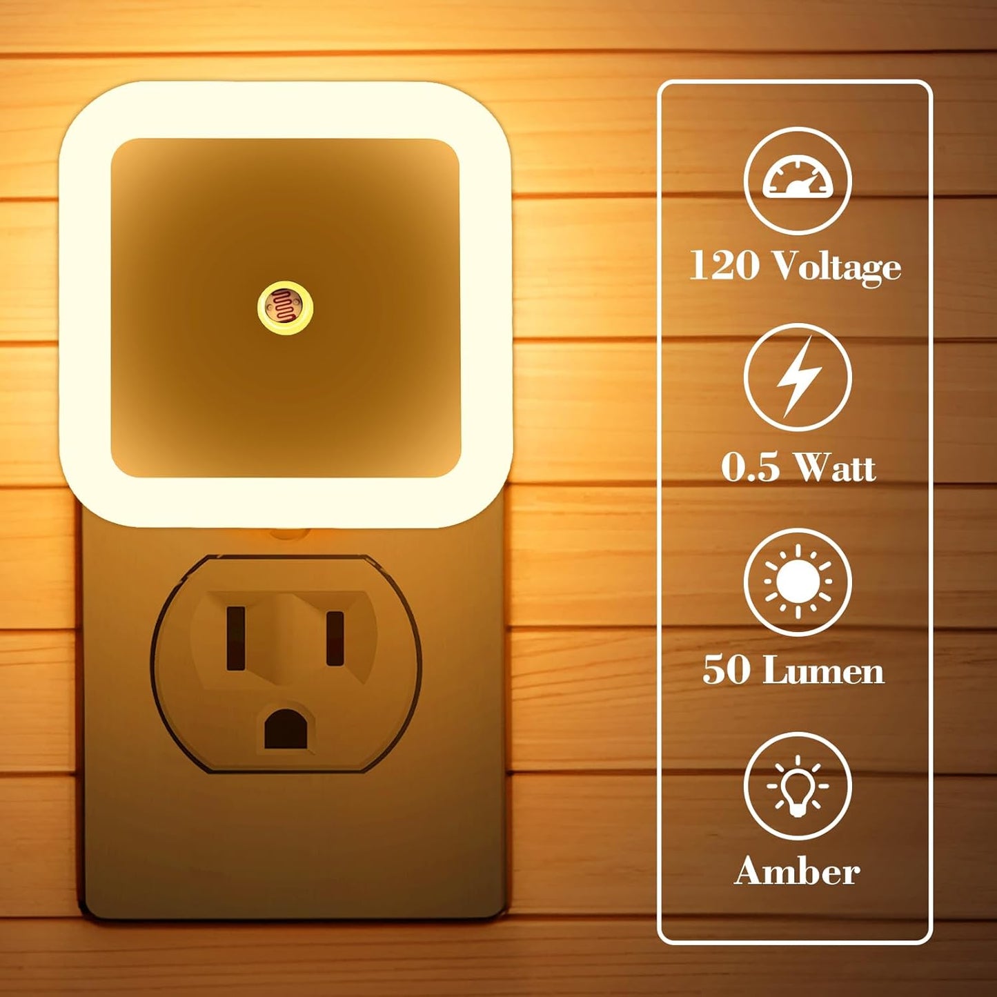 KINUR 6 Pack Night Light, LED Night Lights Plug into Wall with Dusk to Dawn sensors, Plug in Night Lights for Kids Room, Bedroom, Bathroom, Baby Nursery,Stair Lights, Hallway Light, Amber Color