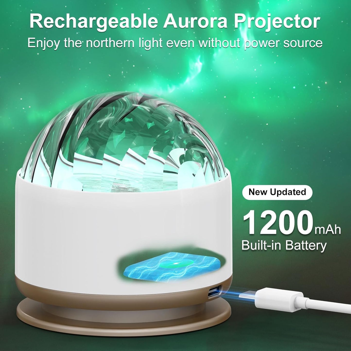 Northern Light Projector, Battery Operated Aurora Night Light, 16 Colors Galaxy Lamp Ocean Wave Ceiling Projector Mood Ambient Lighting for Bedroom Party Adults Kids Room Toddler Girl Gift