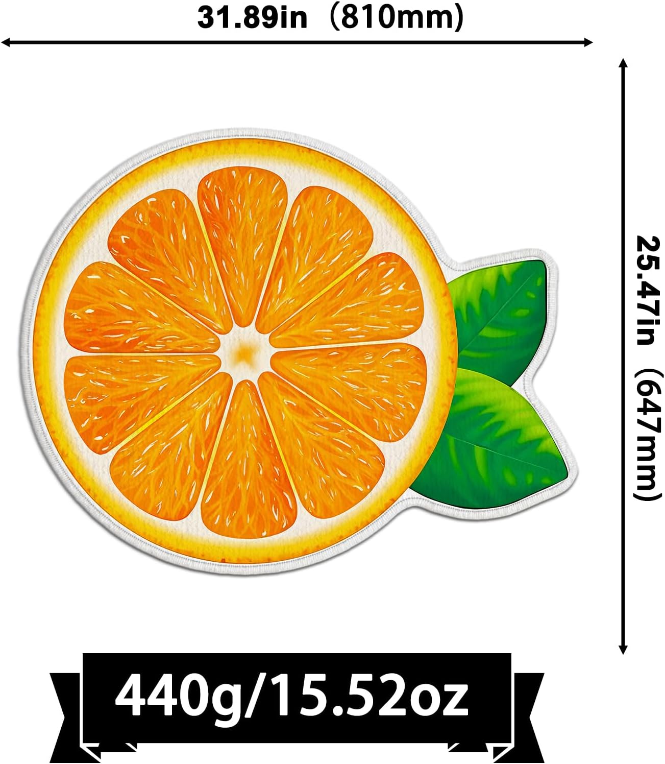 Fresh Orange Slice Bath Rug,Citrus Design Carpet Non-Slip Floor Mat,Soft Absorbent Shaped Area Rugs,Doormats Decor for Fruit Lovers Bathroom Bedroom Bathtub,Summer Ideal Gifts,31.89x25.47in
