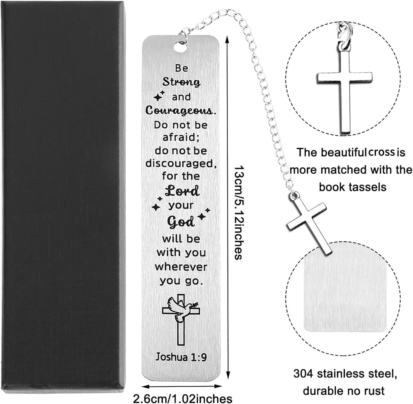 Bible Bookmark, Christian Religious Bookmarks for Book Lovers Women Men Adults Teen Girls Boys, Inspirational Gifts for Baptism First Communion Graduation Birthday Christmas Easter Readers Coworkers