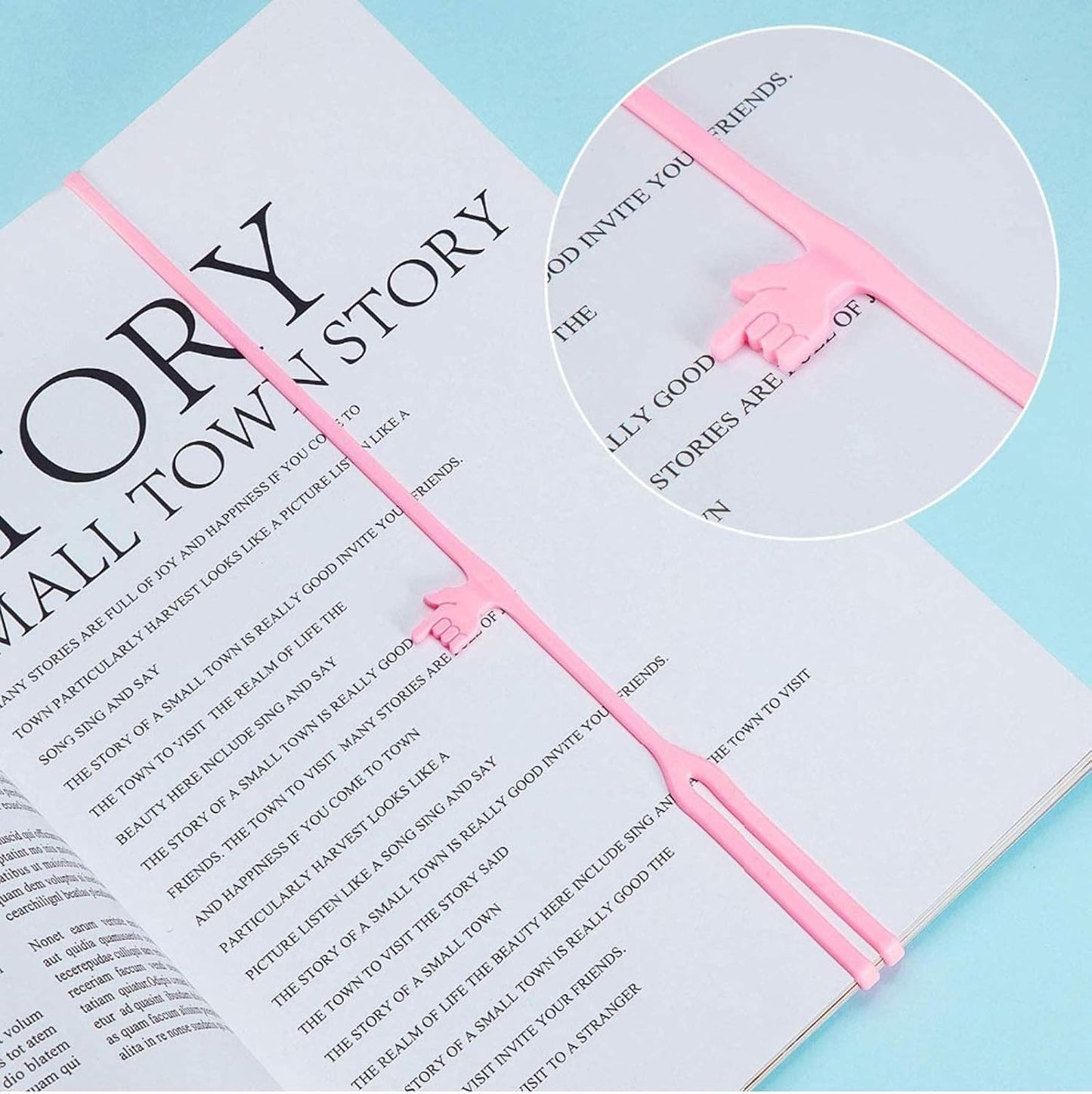 Silicone Finger Point Bookmark for Books 8 Inch Color Elastic Rubber Strap Book Marker Reading Page Holder Office School Pack-6 (20 Pcs)