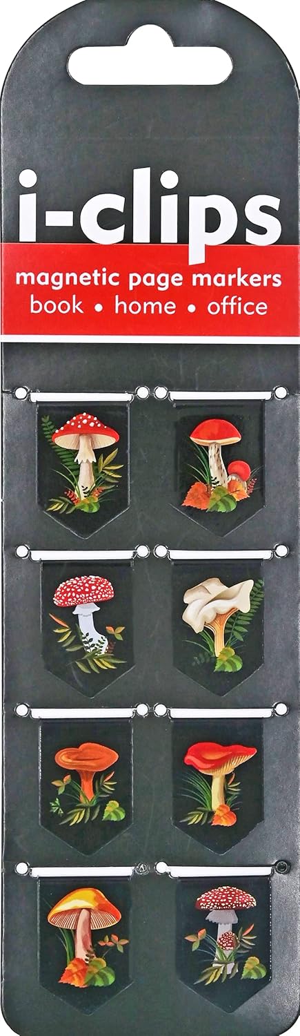 Mushrooms i-Clips Magnetic Page Markers (Set of 8 Magnetic Bookmarks)