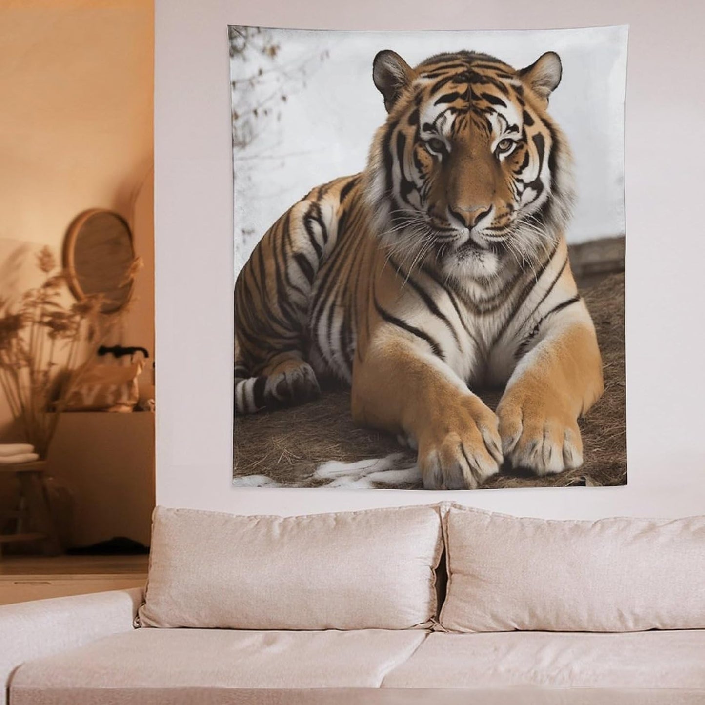 FodPand Big Tiger Tapestry Anti-fading Wall Tapestry with Installation Kit Backdrop Banner Multipurpose Aesthetic Tapestries Boho Wall Art Hanging Decorative Blanket 50"x60"
